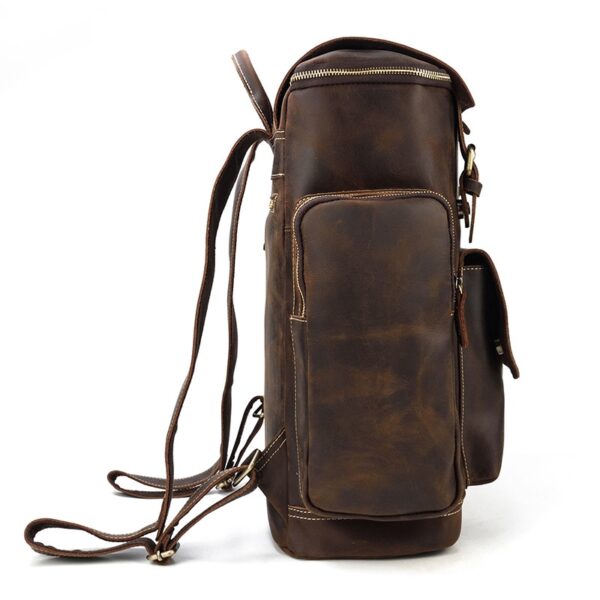 The Retro Leather Backpack side view