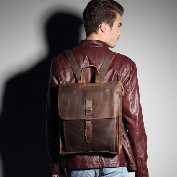 Vintage Brown Leather Backpack