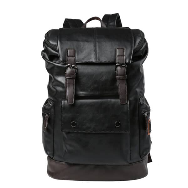 K-pop Black Retro Leather Backpack