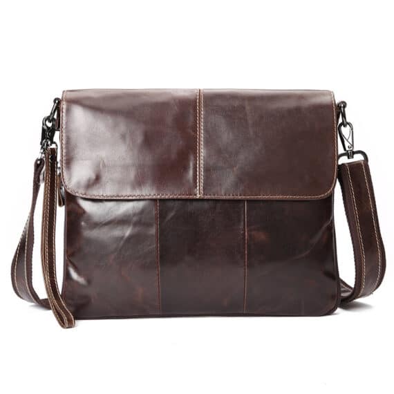 Small Leather Messenger Bag brown