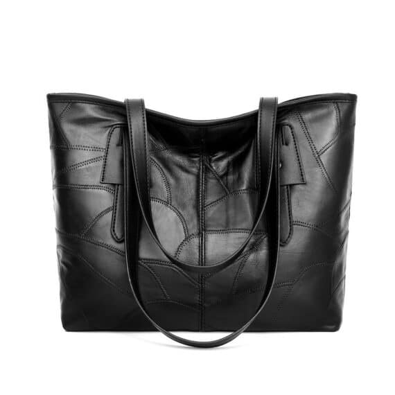 The Black Patchy Leather Tote