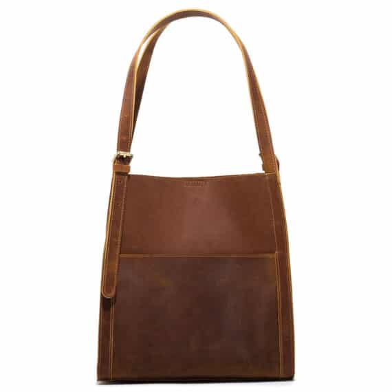Daisy The Vintage Leather Tote Brown front view