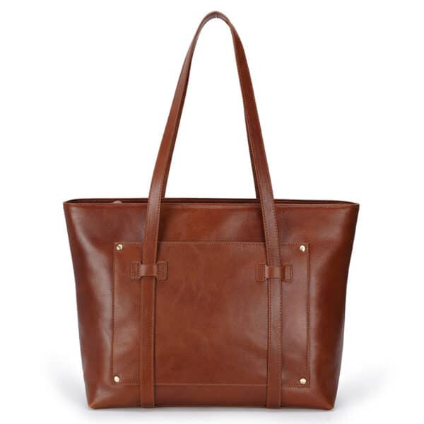 Lola Brown Leather Tote Shoulder Bag front view