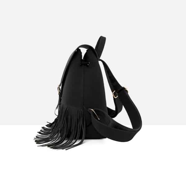 Moxie Mini Black Leather Backpack Side View