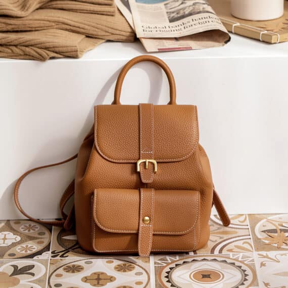 Nobility mini leather backpack - Brown Front