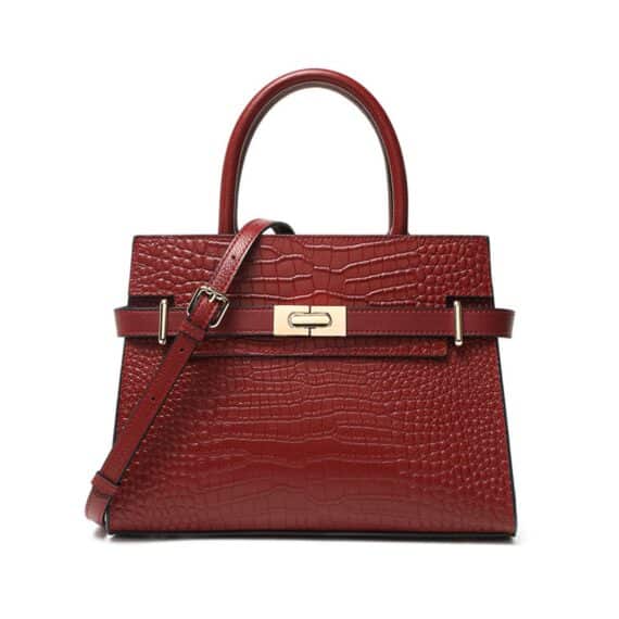 Crocodile Red Leather Handbag