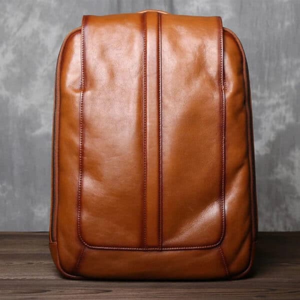 Slim Leather Laptop Backpack Front
