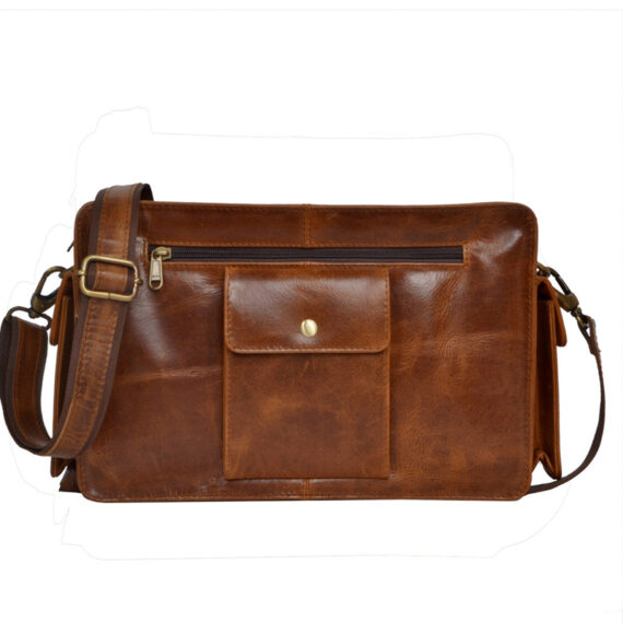 Rustic leather messenger bag