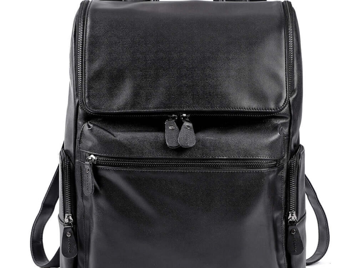 Carbon Black Leather Backpack Carbon Black Leather Backpack