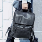 Carbon Black Leather Backpack