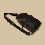 Black Leather Sling Bag - Image 5