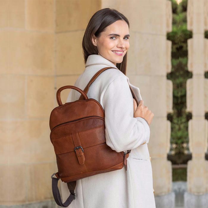 Amelia Brown Leather Backpack