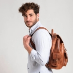 Chris Full Grain Leather Laptop Backpack - Image 5
