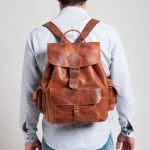 Chris Full Grain Leather Laptop Backpack - Image 7