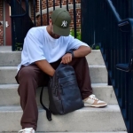 Christopher Blue Leather Laptop Backpack - Image 3