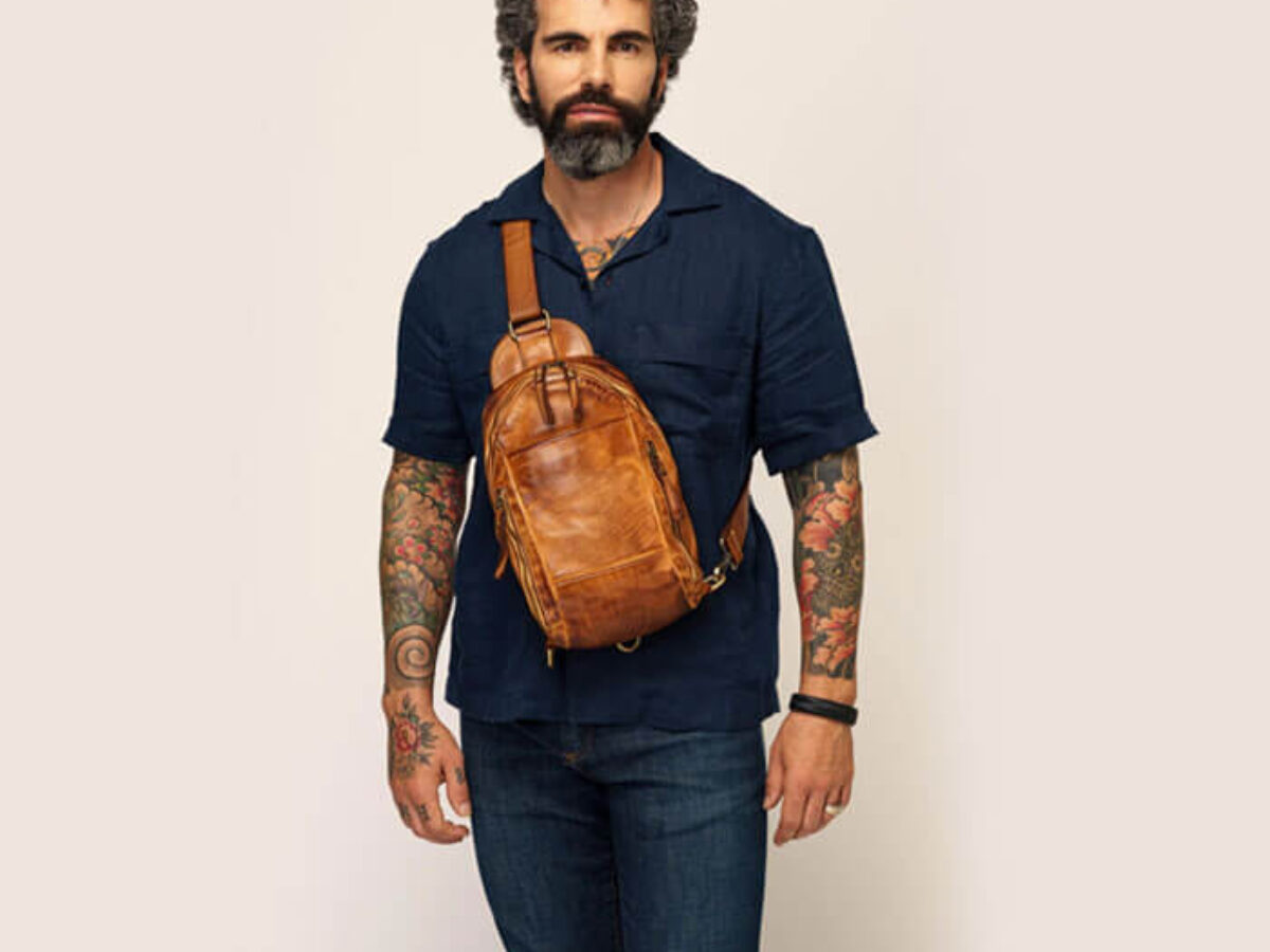 brown leather sling backpack Men's Bag Large Convertible Cool Backpacks Sling C iwalletsmen Crafted of stunning polished leather Brown Leather Sling Bag For