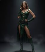 Genuine Leather Warrior Corset Dress with Bracers