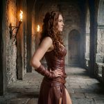 Handcrafted Leather Armor Corset Dress with Belts and Bracers